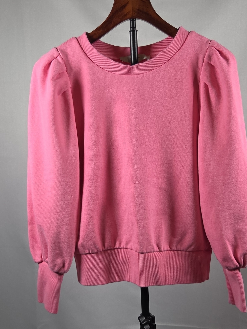 LOFT Pink Puff-Sleeve Crewneck Sweatshirt Size S